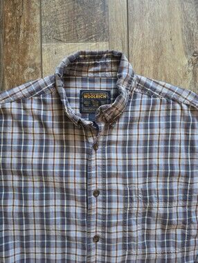 Woolrich John Rich & Bros. - Heritage Plaid Cotton Button-Down - L - Blue Ochre